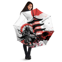 Japanese Samurai Warrior Enso Umbrella Japan Pagoda Sakura Watercolor LT14 - Polynesian Pride