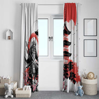 Japanese Samurai Warrior Enso Window Curtain Japan Pagoda Sakura Watercolor LT14 - Polynesian Pride