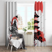 Japanese Samurai Warrior Enso Window Curtain Japan Pagoda Sakura Watercolor LT14 - Polynesian Pride