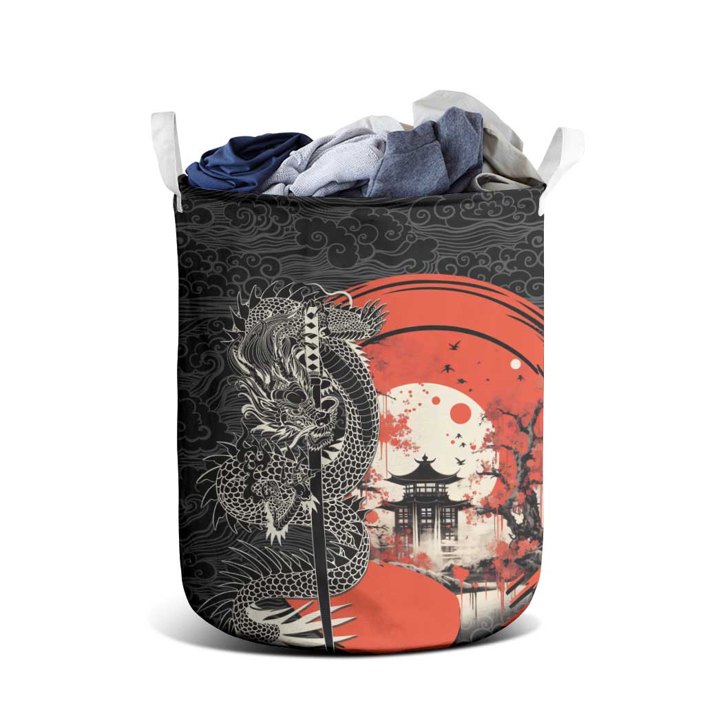 Japanese Dragon Katana Enso Laundry Basket Japan Pagoda Seamless Cloud LT14 - Polynesian Pride