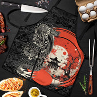 Japanese Dragon Katana Enso Apron Japan Pagoda Seamless Cloud LT14 Black - Polynesian Pride