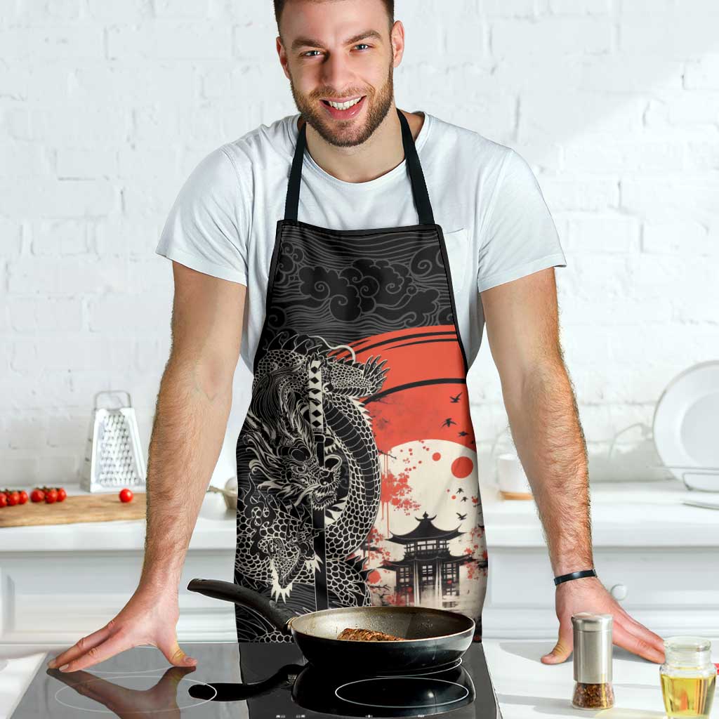 Japanese Dragon Katana Enso Apron Japan Pagoda Seamless Cloud LT14 - Polynesian Pride