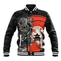 Japanese Dragon Katana Enso Baseball Jacket Japan Pagoda Seamless Cloud LT14 Unisex Black - Polynesian Pride