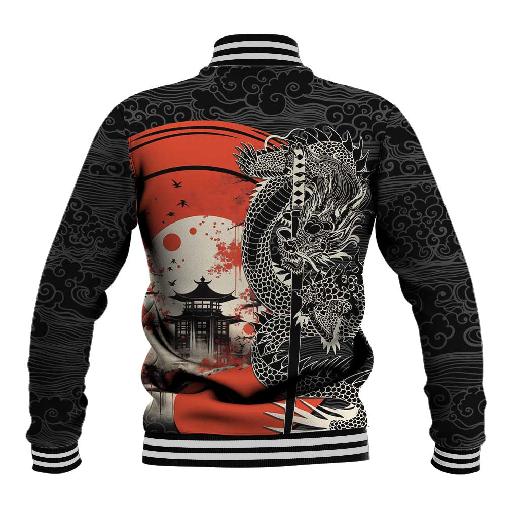 Japanese Dragon Katana Enso Baseball Jacket Japan Pagoda Seamless Cloud LT14 - Polynesian Pride