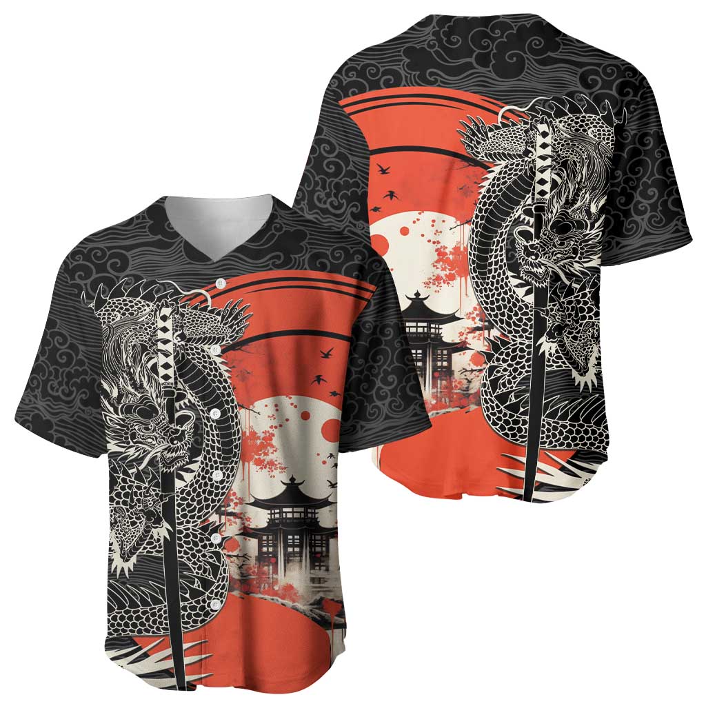 Japanese Dragon Katana Enso Baseball Jersey Japan Pagoda Seamless Cloud LT14 - Polynesian Pride
