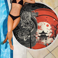 Japanese Dragon Katana Enso Beach Blanket Japan Pagoda Seamless Cloud LT14 - Polynesian Pride