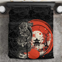 Japanese Dragon Katana Enso Bedding Set Japan Pagoda Seamless Cloud LT14 Black - Polynesian Pride