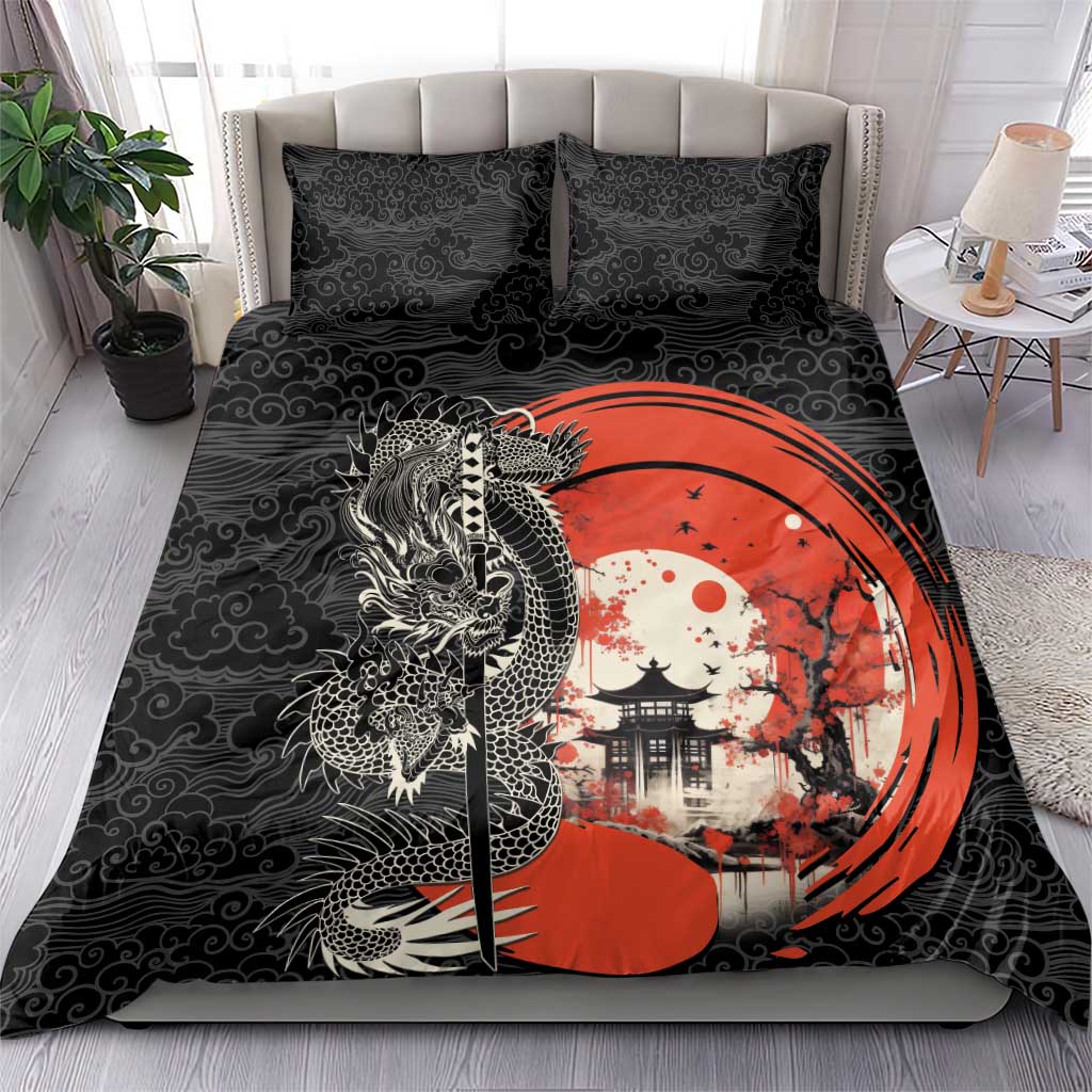Japanese Dragon Katana Enso Bedding Set Japan Pagoda Seamless Cloud LT14 - Polynesian Pride