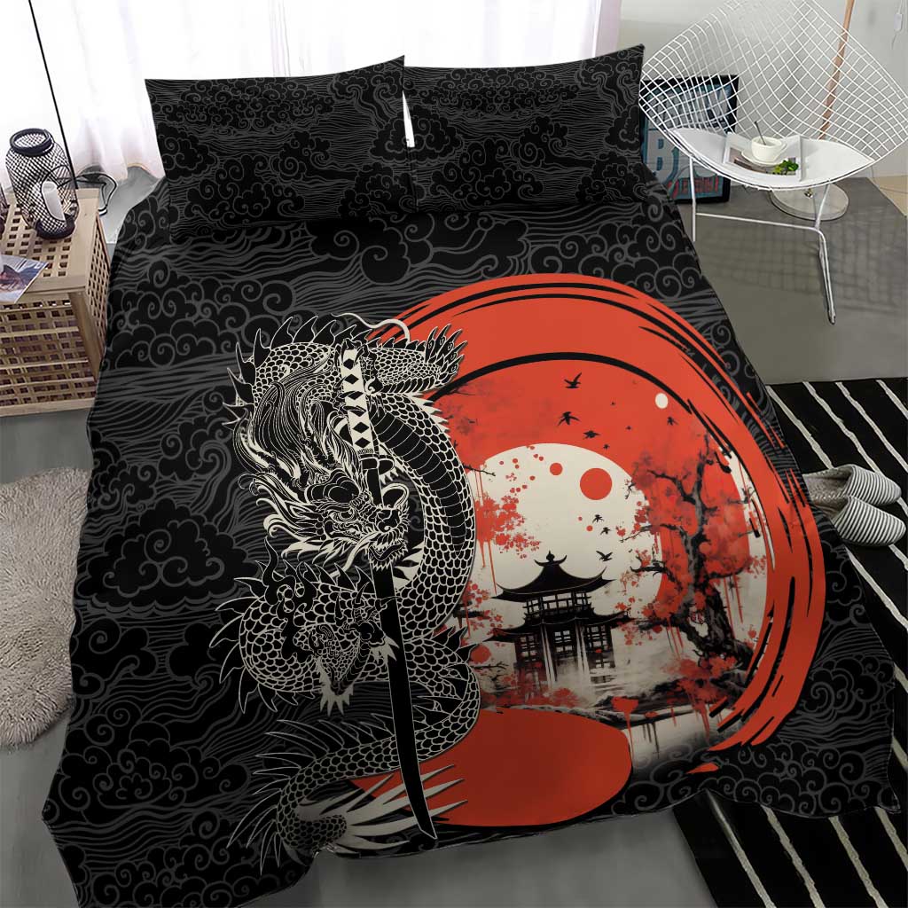 Japanese Dragon Katana Enso Bedding Set Japan Pagoda Seamless Cloud LT14 - Polynesian Pride