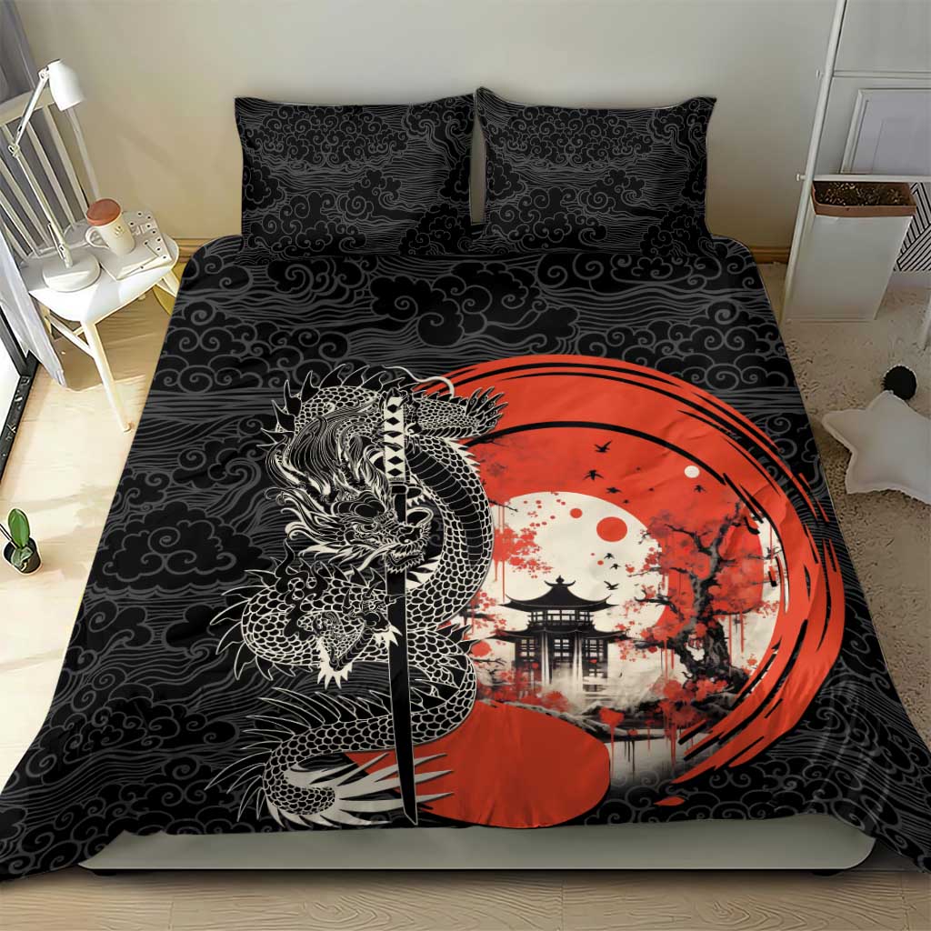 Japanese Dragon Katana Enso Bedding Set Japan Pagoda Seamless Cloud LT14 - Polynesian Pride