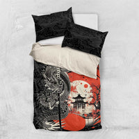 Japanese Dragon Katana Enso Bedding Set Japan Pagoda Seamless Cloud LT14 US Twin 172cm x 218cm Black - Polynesian Pride