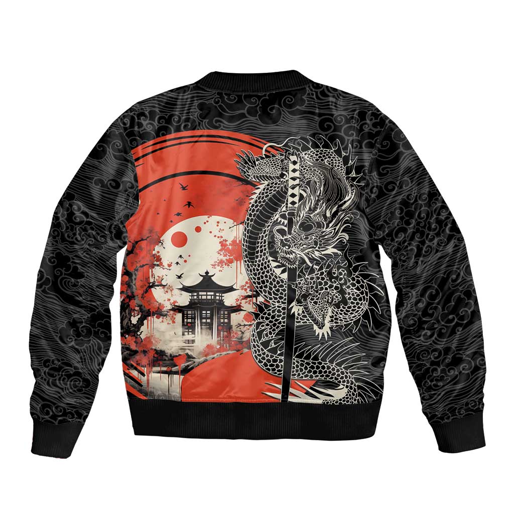 Japanese Dragon Katana Enso Bomber Jacket Japan Pagoda Seamless Cloud LT14 - Polynesian Pride