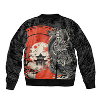 Japanese Dragon Katana Enso Bomber Jacket Japan Pagoda Seamless Cloud LT14 - Polynesian Pride