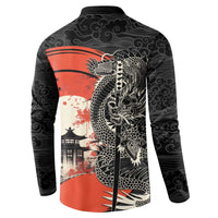 Japanese Dragon Katana Enso Button Sweatshirt Japan Pagoda Seamless Cloud LT14 - Polynesian Pride