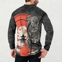 Japanese Dragon Katana Enso Button Sweatshirt Japan Pagoda Seamless Cloud LT14 - Polynesian Pride