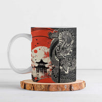 Japanese Dragon Katana Enso Ceramic Mug Japan Pagoda Seamless Cloud LT14 Black - Polynesian Pride