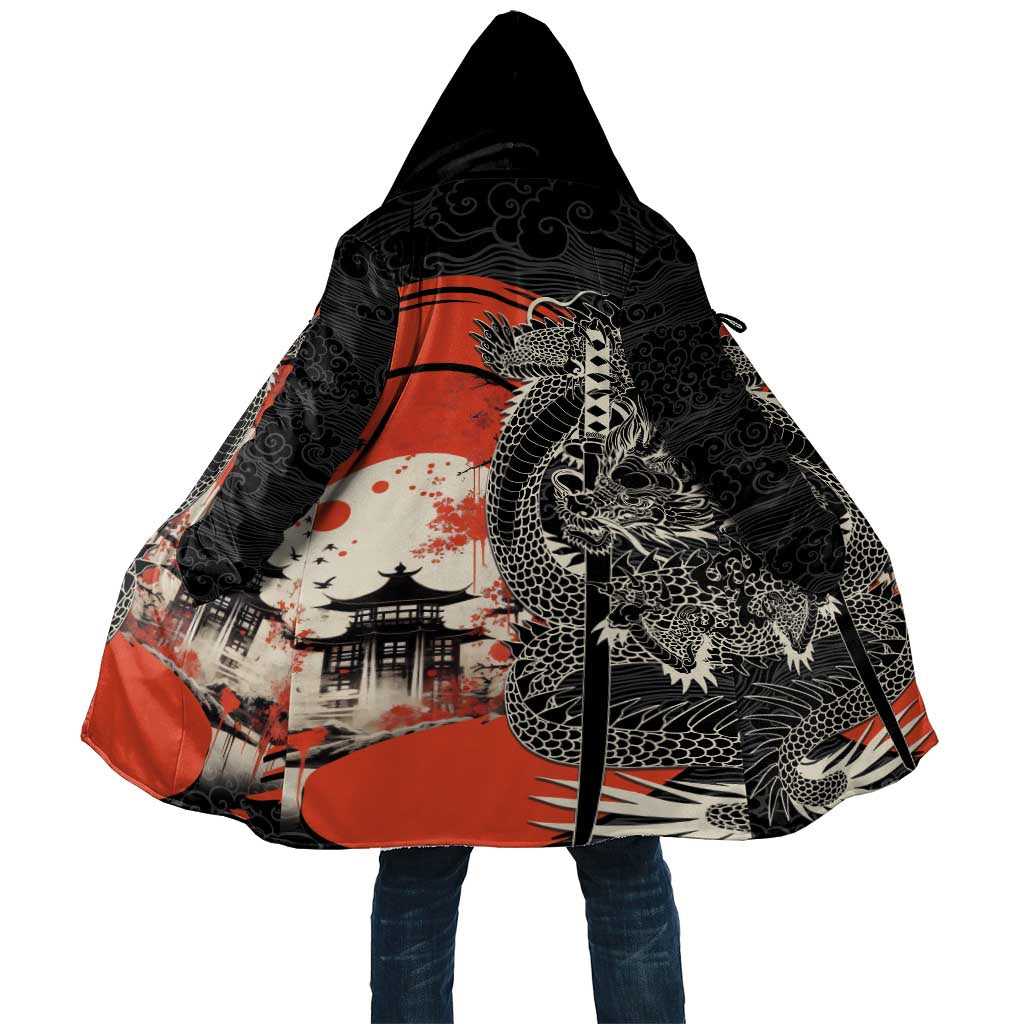 Japanese Dragon Katana Enso Cloak Japan Pagoda Seamless Cloud LT14 Unisex Black - Polynesian Pride