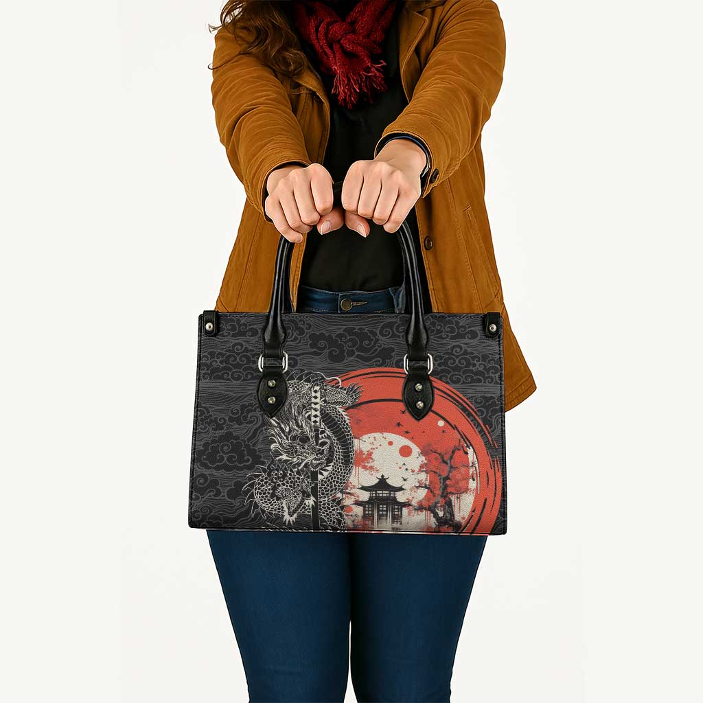 Japanese Dragon Katana Enso Leather Bag Japan Pagoda Seamless Cloud LT14 - Polynesian Pride