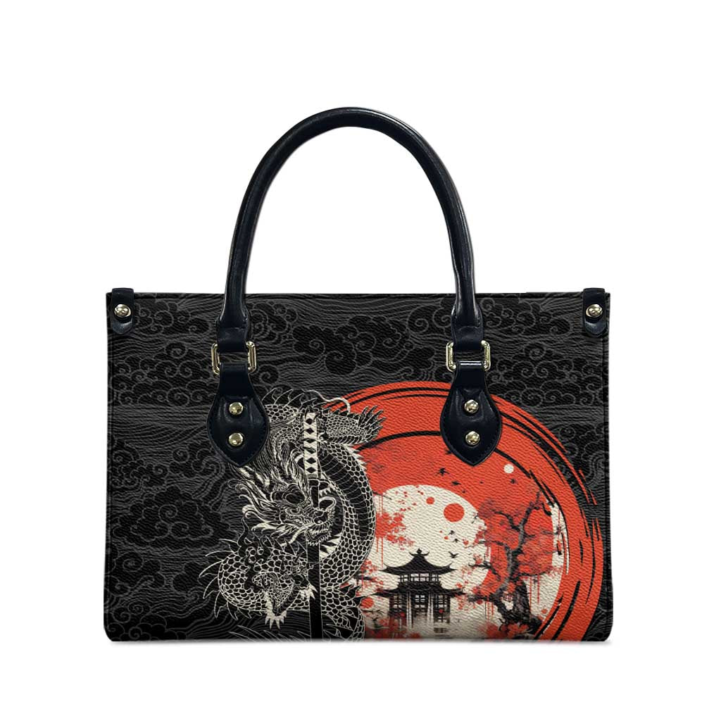 Japanese Dragon Katana Enso Leather Bag Japan Pagoda Seamless Cloud LT14 - Polynesian Pride