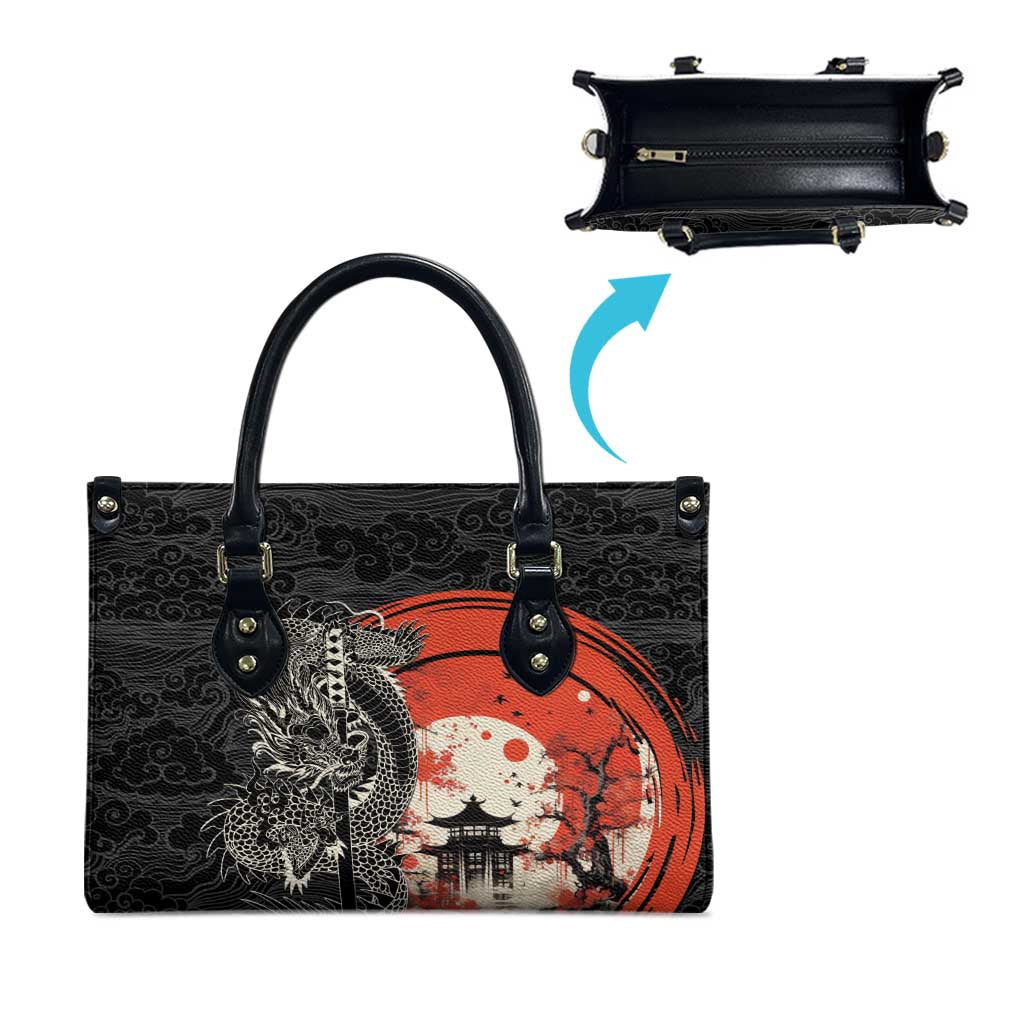 Japanese Dragon Katana Enso Leather Bag Japan Pagoda Seamless Cloud LT14 - Polynesian Pride