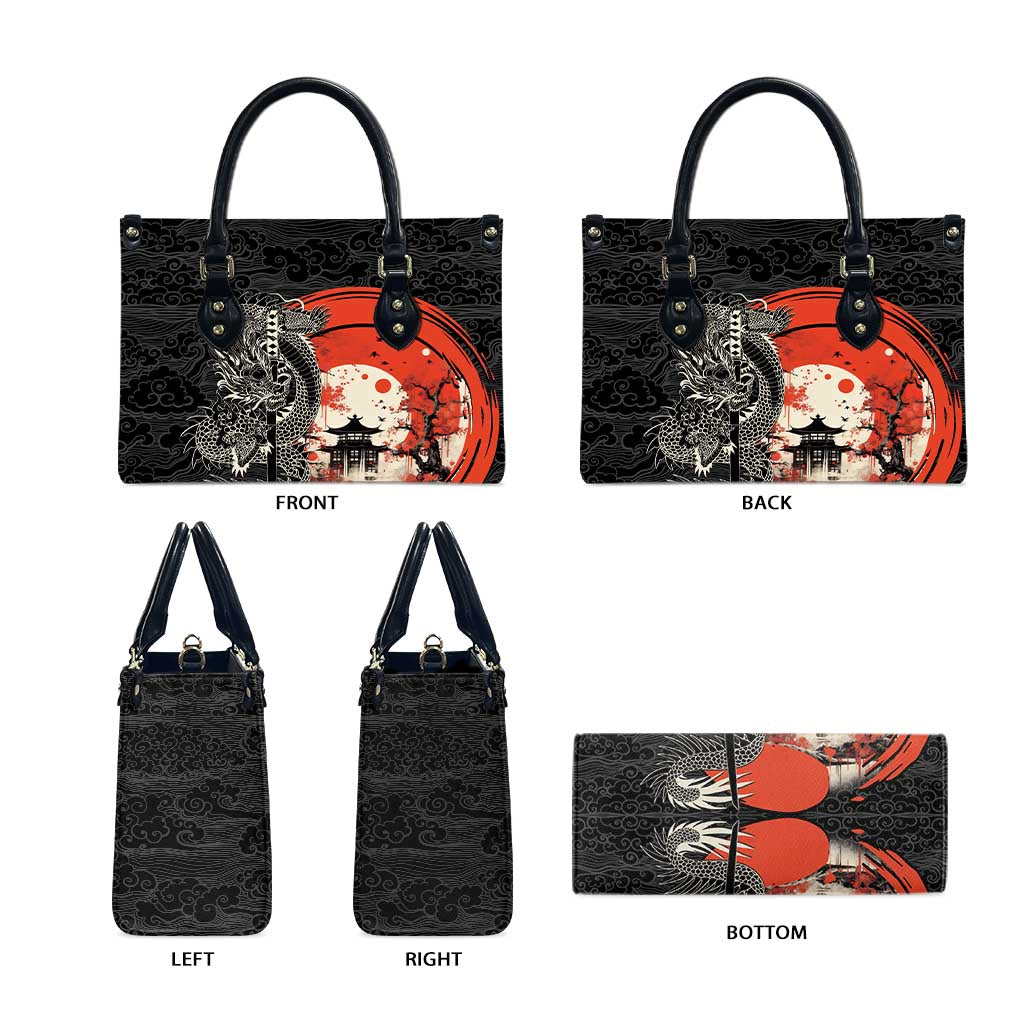 Japanese Dragon Katana Enso Leather Bag Japan Pagoda Seamless Cloud LT14 - Polynesian Pride