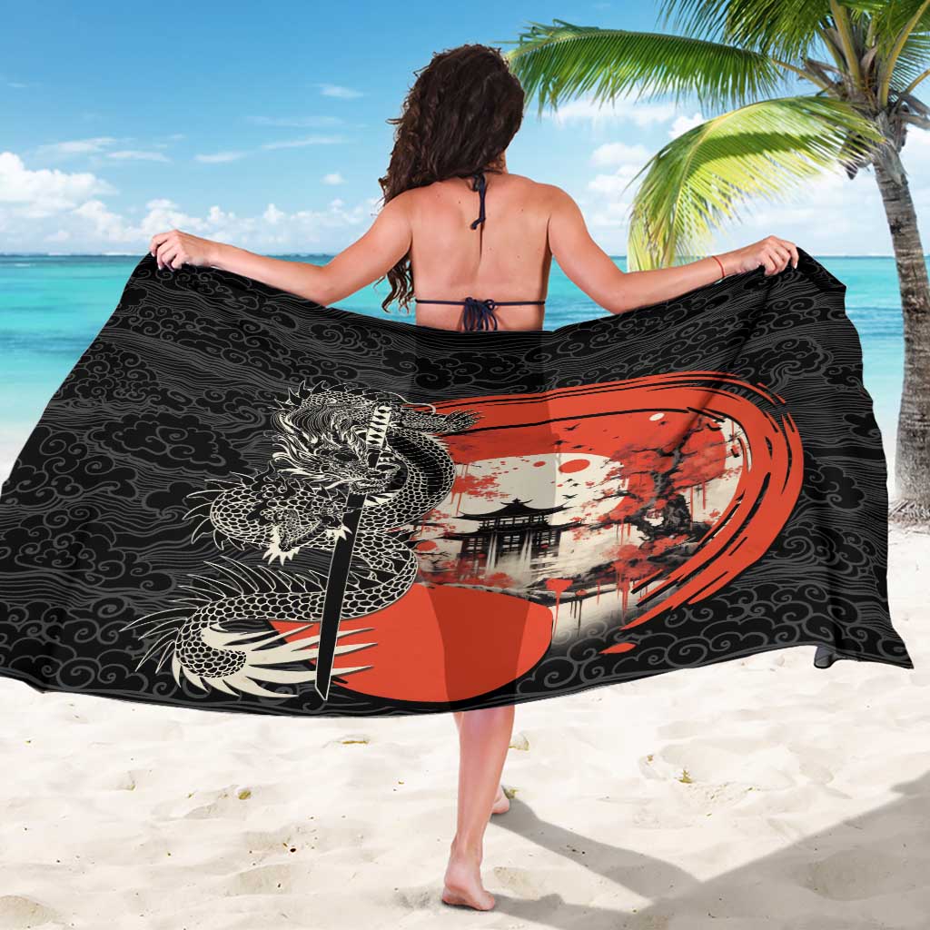 Japanese Dragon Katana Enso Sarong Japan Pagoda Seamless Cloud LT14 - Polynesian Pride