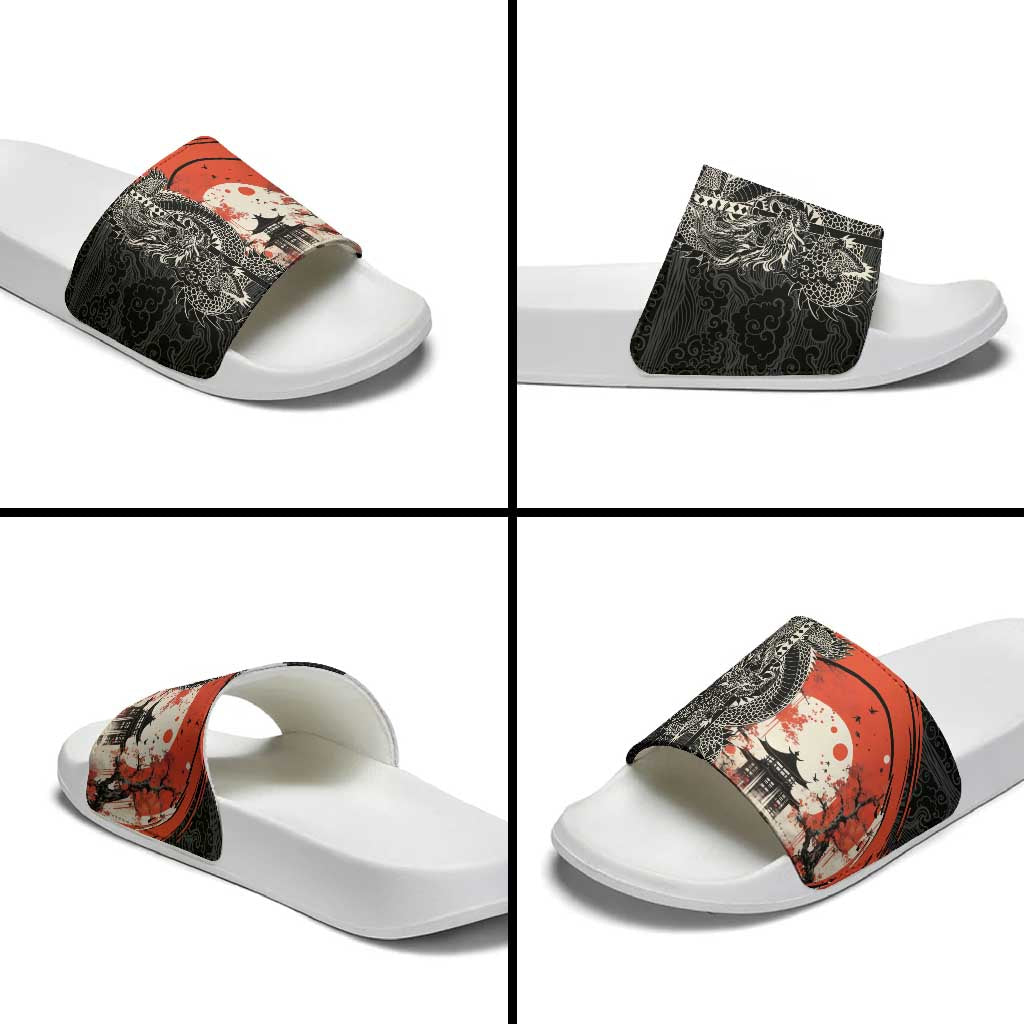 Japanese Dragon Katana Enso Slide Sandals Japan Pagoda Seamless Cloud LT14 - Polynesian Pride