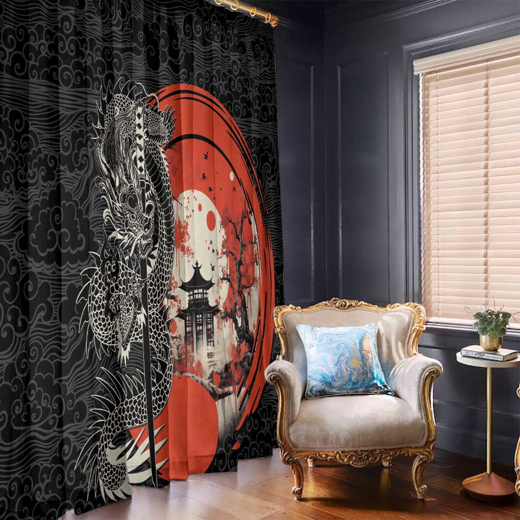 Japanese Dragon Katana Enso Window Curtain Japan Pagoda Seamless Cloud LT14 - Polynesian Pride