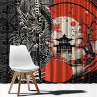 Japanese Dragon Katana Enso Window Curtain Japan Pagoda Seamless Cloud LT14 - Polynesian Pride
