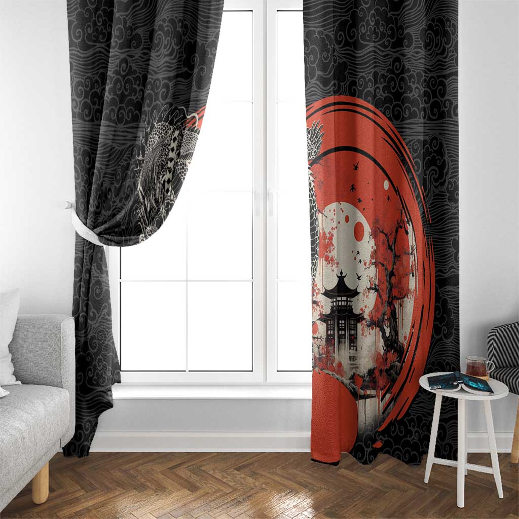 Japanese Dragon Katana Enso Window Curtain Japan Pagoda Seamless Cloud LT14 - Polynesian Pride