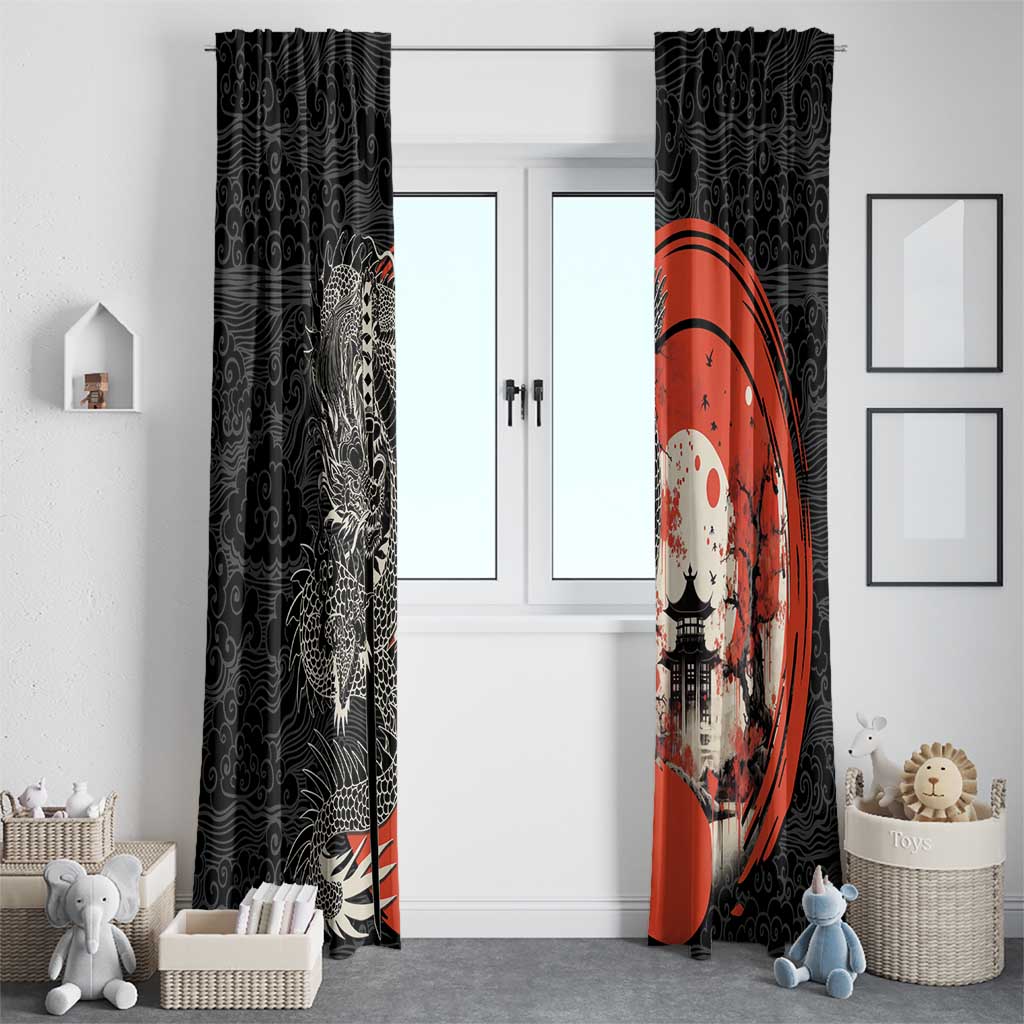 Japanese Dragon Katana Enso Window Curtain Japan Pagoda Seamless Cloud LT14 - Polynesian Pride