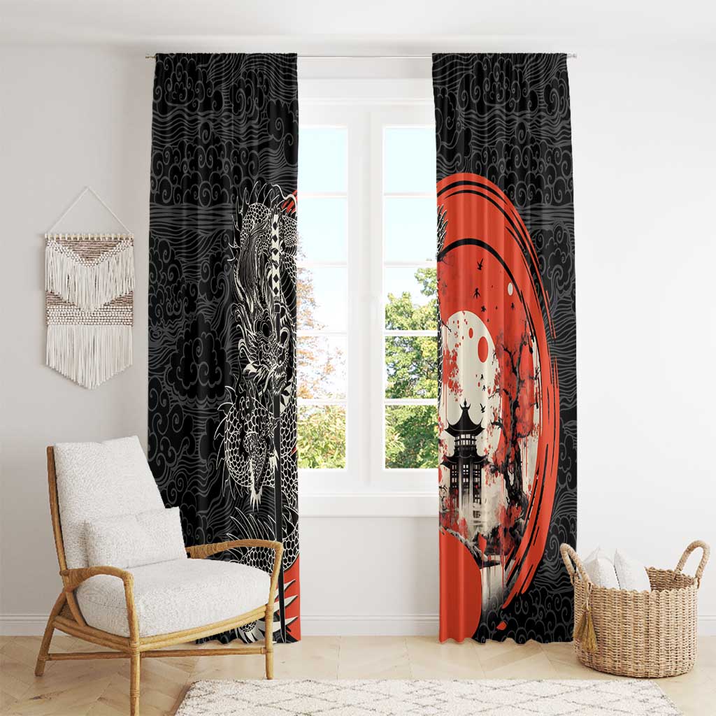 Japanese Dragon Katana Enso Window Curtain Japan Pagoda Seamless Cloud LT14 - Polynesian Pride