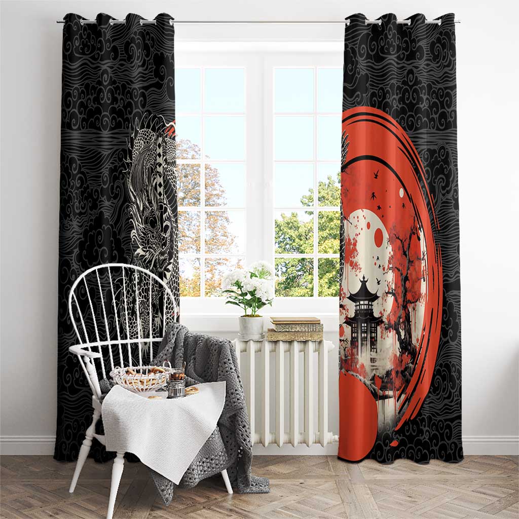Japanese Dragon Katana Enso Window Curtain Japan Pagoda Seamless Cloud LT14 - Polynesian Pride