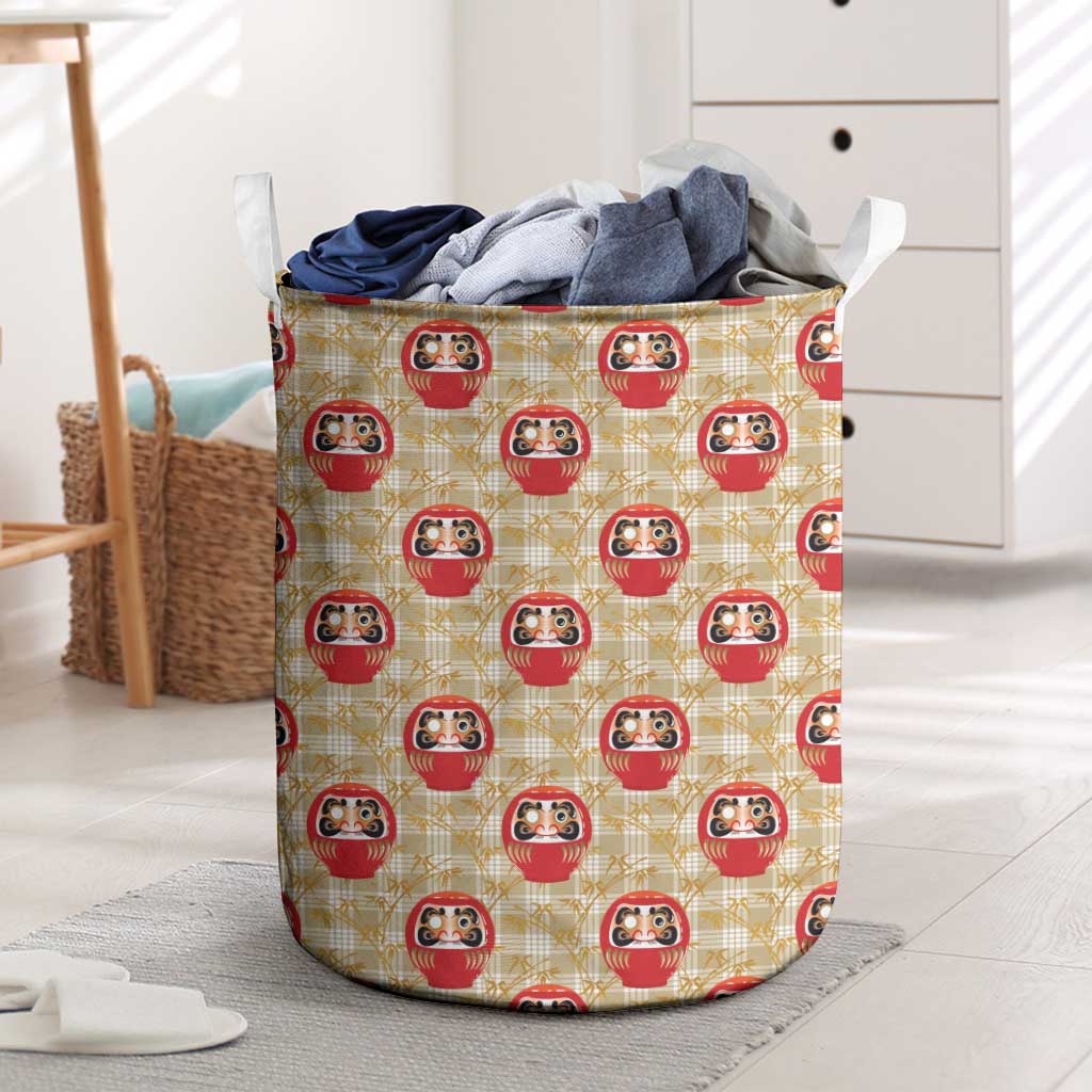 Japanese Daruma Doll Laundry Basket Palaka With Seamless Bamboo Pattern LT14 Beige - Polynesian Pride