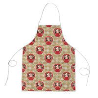 Japanese Daruma Doll Apron Palaka With Seamless Bamboo Pattern LT14 Beige - Polynesian Pride