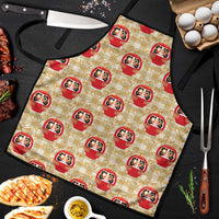Japanese Daruma Doll Apron Palaka With Seamless Bamboo Pattern LT14 Beige - Polynesian Pride