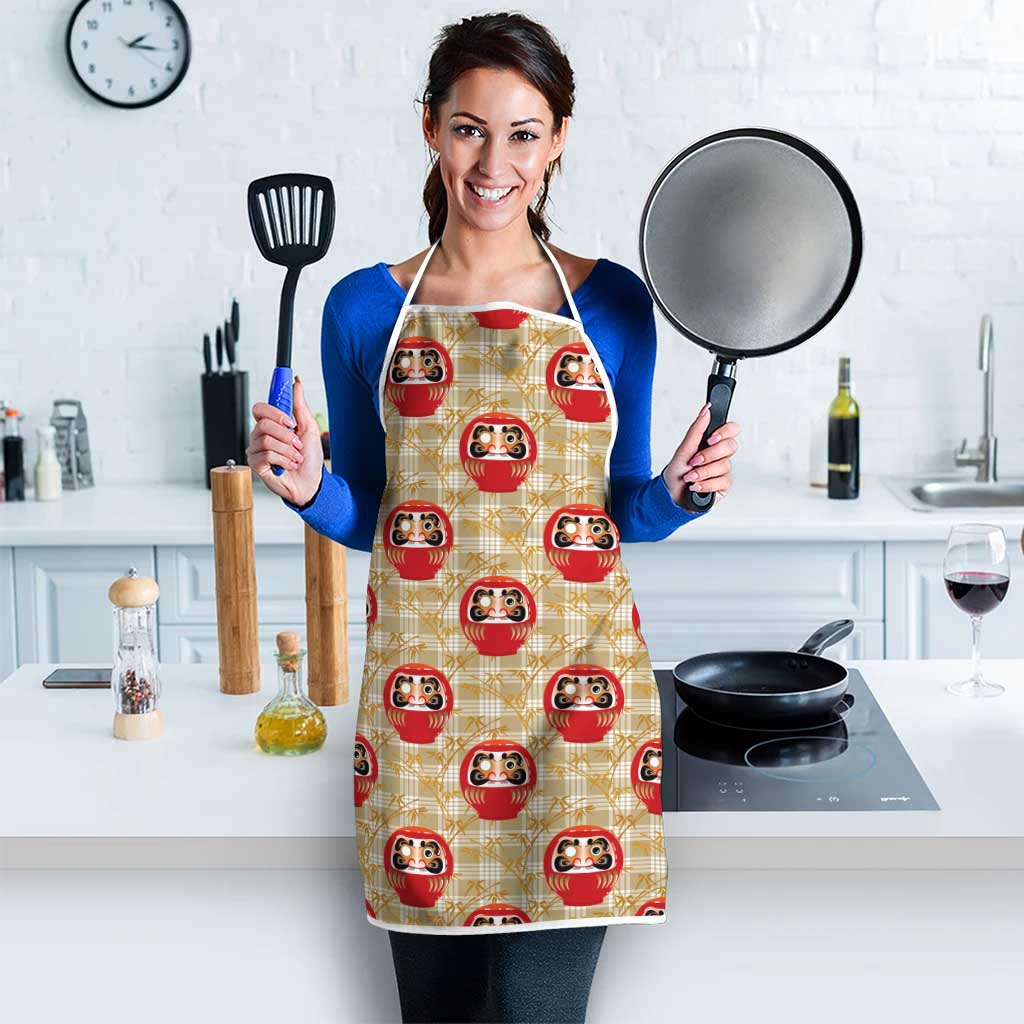 Japanese Daruma Doll Apron Palaka With Seamless Bamboo Pattern LT14 - Polynesian Pride