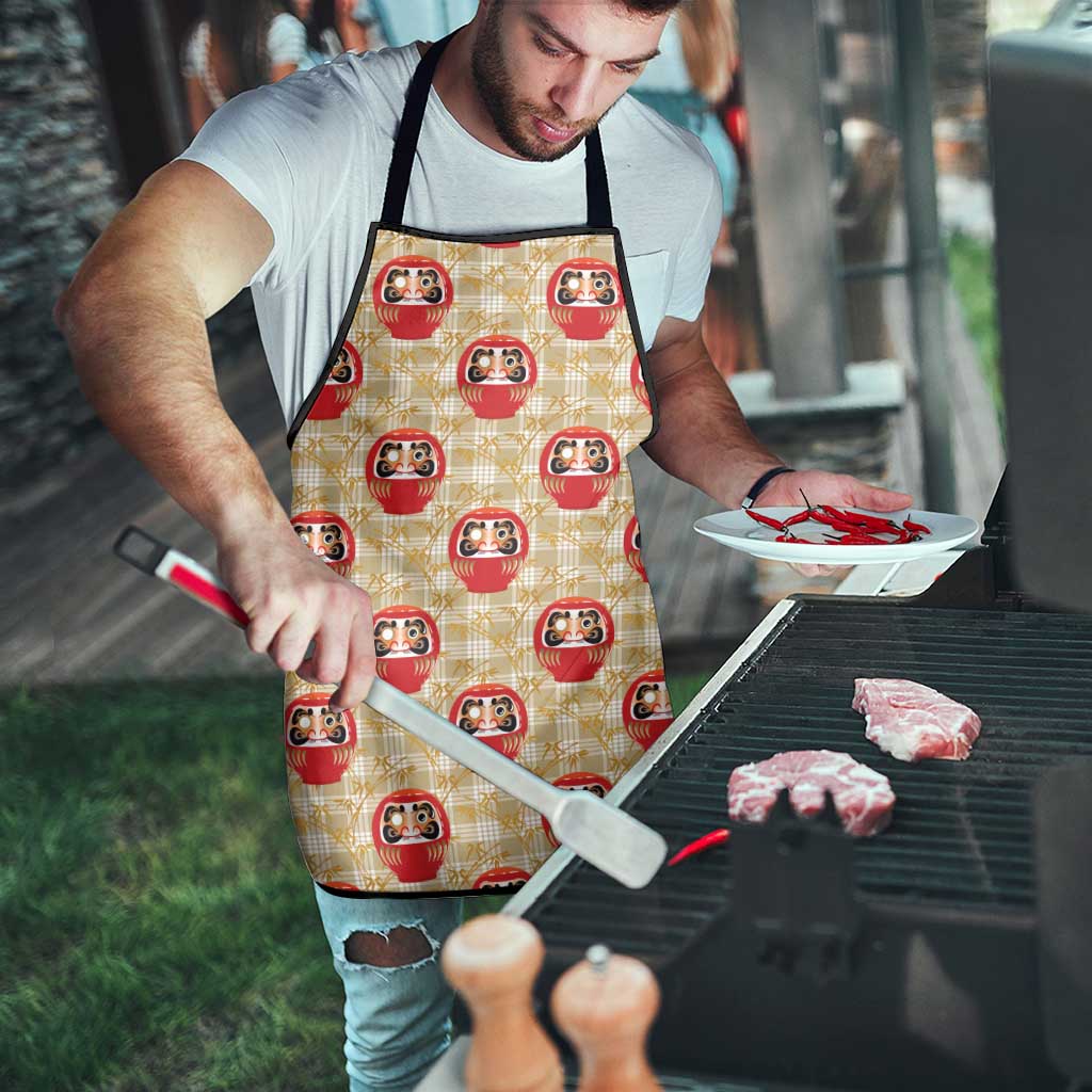 Japanese Daruma Doll Apron Palaka With Seamless Bamboo Pattern LT14 - Polynesian Pride