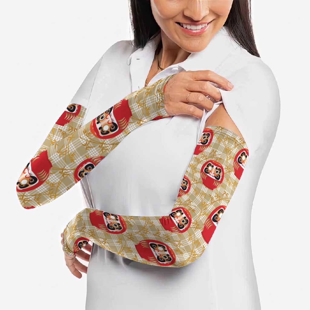 Japanese Daruma Doll Arm Sleeves Palaka With Seamless Bamboo Pattern LT14 - Polynesian Pride