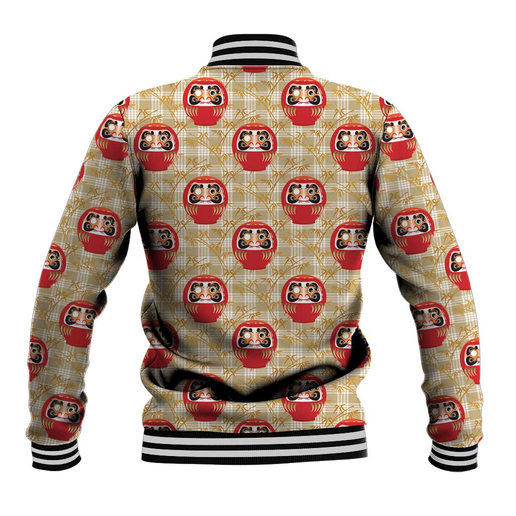 Japanese Daruma Doll Baseball Jacket Palaka With Seamless Bamboo Pattern LT14 - Polynesian Pride