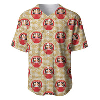 Japanese Daruma Doll Baseball Jersey Palaka With Seamless Bamboo Pattern LT14 Beige - Polynesian Pride