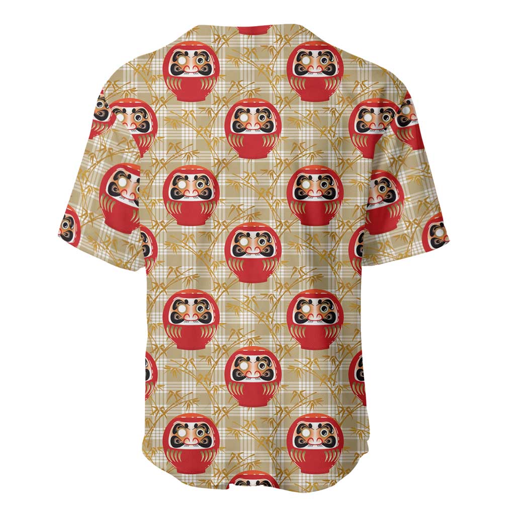 Japanese Daruma Doll Baseball Jersey Palaka With Seamless Bamboo Pattern LT14 - Polynesian Pride