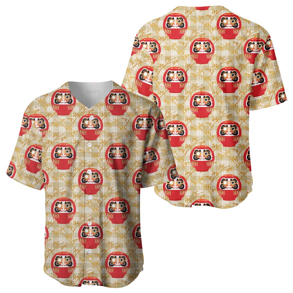 Japanese Daruma Doll Baseball Jersey Palaka With Seamless Bamboo Pattern LT14 - Polynesian Pride