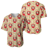 Japanese Daruma Doll Baseball Jersey Palaka With Seamless Bamboo Pattern LT14 - Polynesian Pride