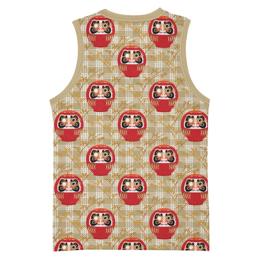 Japanese Daruma Doll Basketball Jersey Palaka With Seamless Bamboo Pattern LT14 - Polynesian Pride