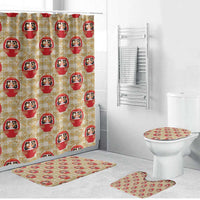 Japanese Daruma Doll Bathroom Set Palaka With Seamless Bamboo Pattern LT14 Bathroom Set (4 pcs) Beige - Polynesian Pride