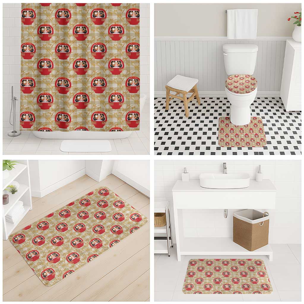 Japanese Daruma Doll Bathroom Set Palaka With Seamless Bamboo Pattern LT14 - Polynesian Pride