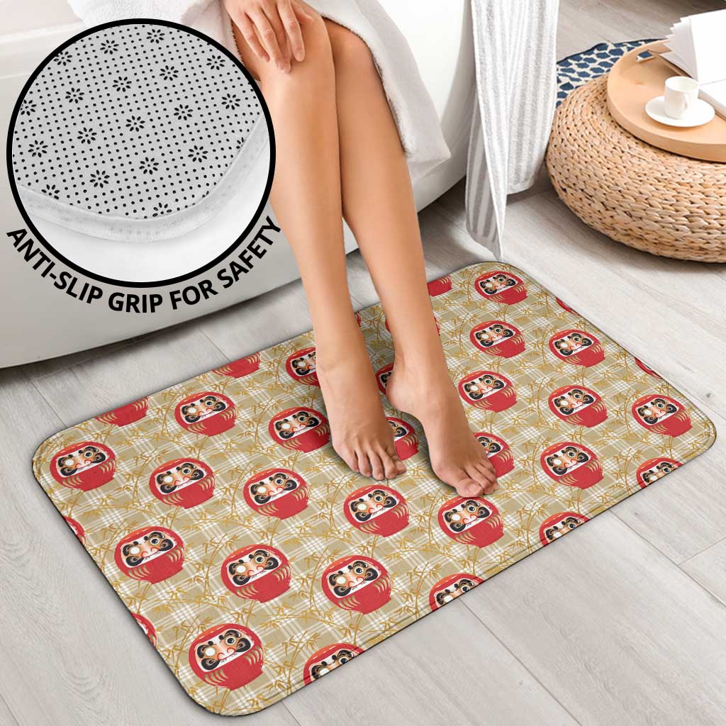 Japanese Daruma Doll Bathroom Set Palaka With Seamless Bamboo Pattern LT14 - Polynesian Pride