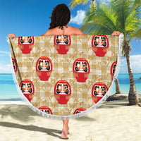 Japanese Daruma Doll Beach Blanket Palaka With Seamless Bamboo Pattern LT14 - Polynesian Pride
