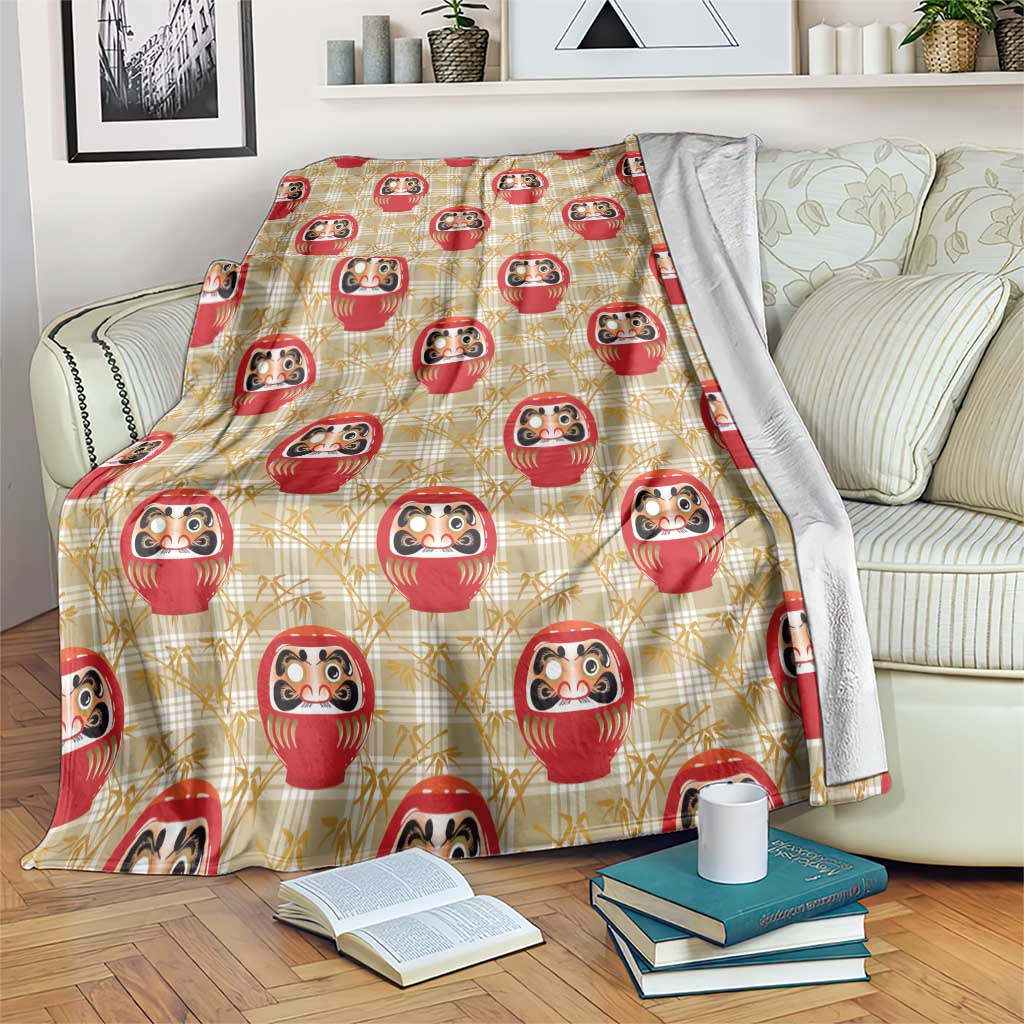 Japanese Daruma Doll Blanket Palaka With Seamless Bamboo Pattern LT14 Beige - Polynesian Pride